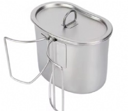 Stainless steel lunch box, outdoor camping barbecue soup pot convenient with folding handle picnic lunch box