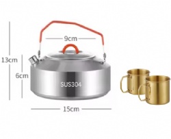 Portable Outdoor Hiking Lightweight Coffee Tea Pot Camping Pot 1.2L Stainless Steel Camping Kettle