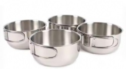 Stainless Steel Cup with Handle Cup Camping Tableware Equipment Bowl 304 Stainless Steel picnic bowl