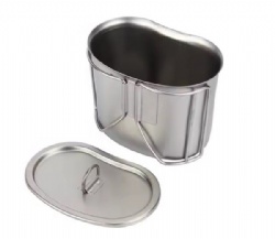 Outdoor camping 304 stainless steel double ear water cup with cover portable lunch box folding handle Mini single pot